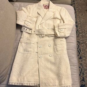 Juicy Couture double breasted trench coat . Size Small. Ivory textured .